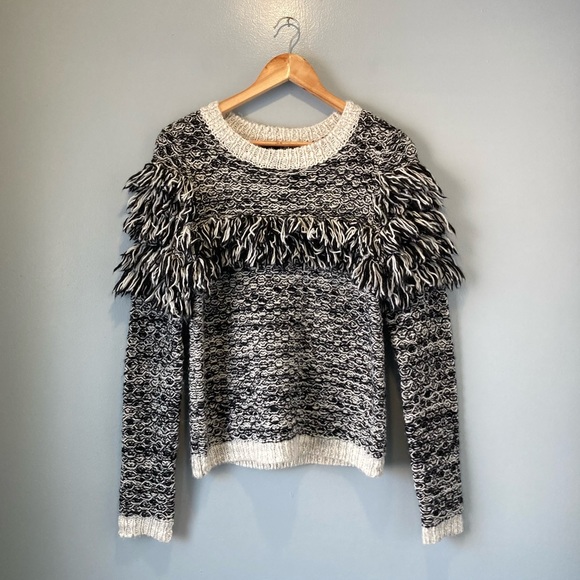 Banana Republic Fringe Chunky Knit Wool Blend Alpaca Sweater Small - Picture 1 of 8